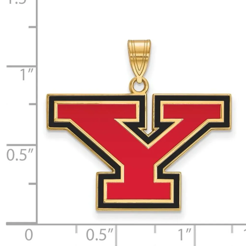 14K Gold Plated Sterling Silver Youngstown State U. LG Enamel Pendant